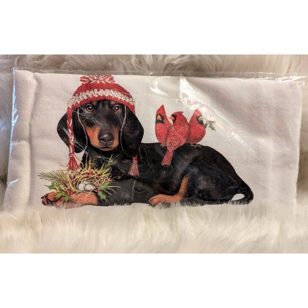 Dachshund Christmas Flour Sack Kitchen Towel 30x30 - Picture 2 of 3